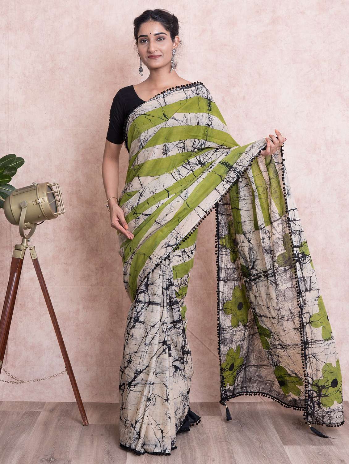 batik printed saree  with blouse