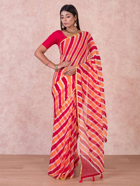 leheriya printed saree  with blouse