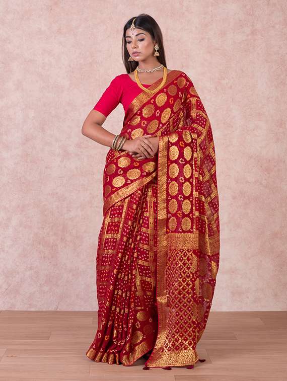 bandhani printed saree  with blouse