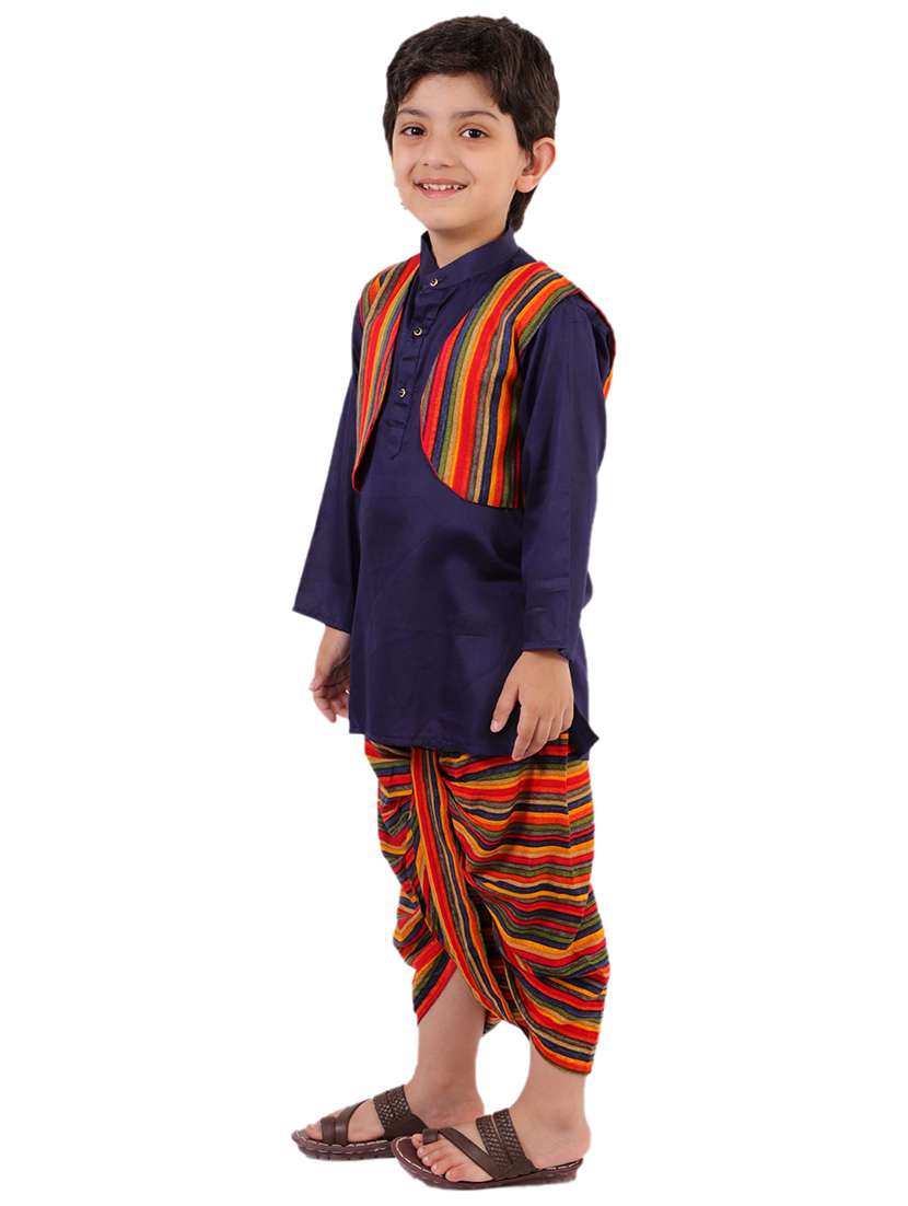 navy blue dhoti kurta set kurtas & kurta set