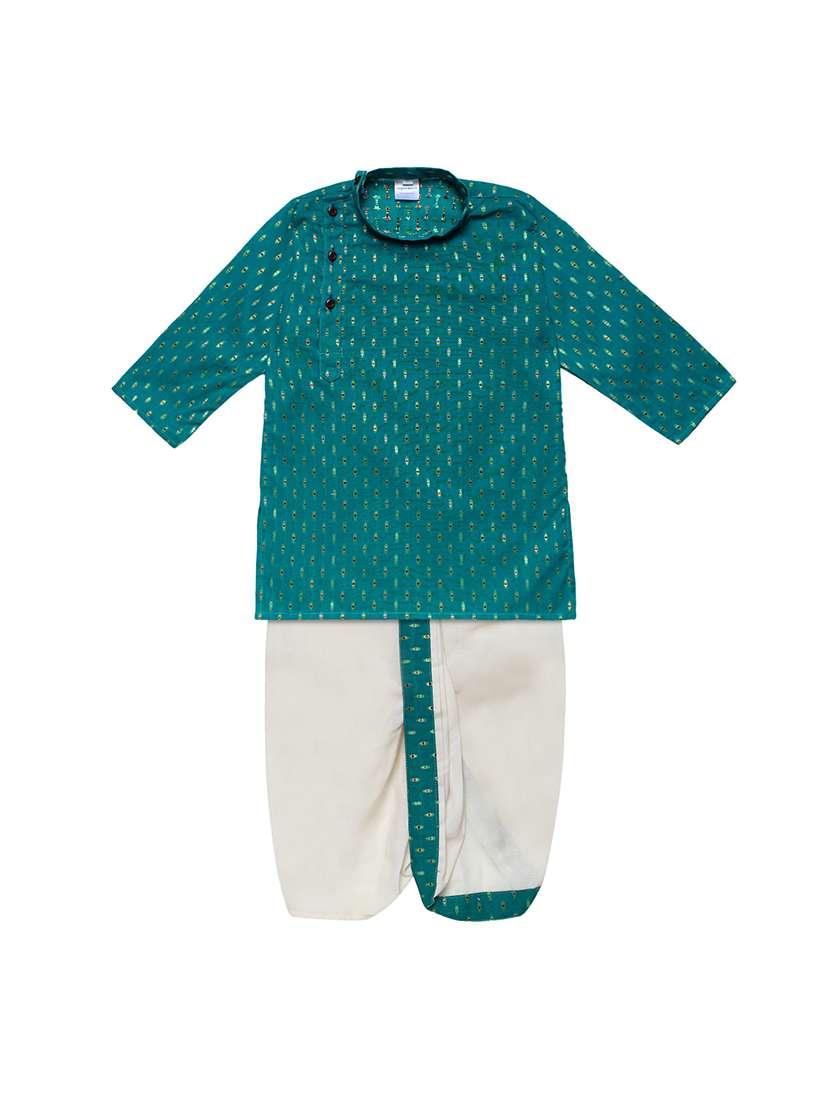 green solid dhoti kurta set