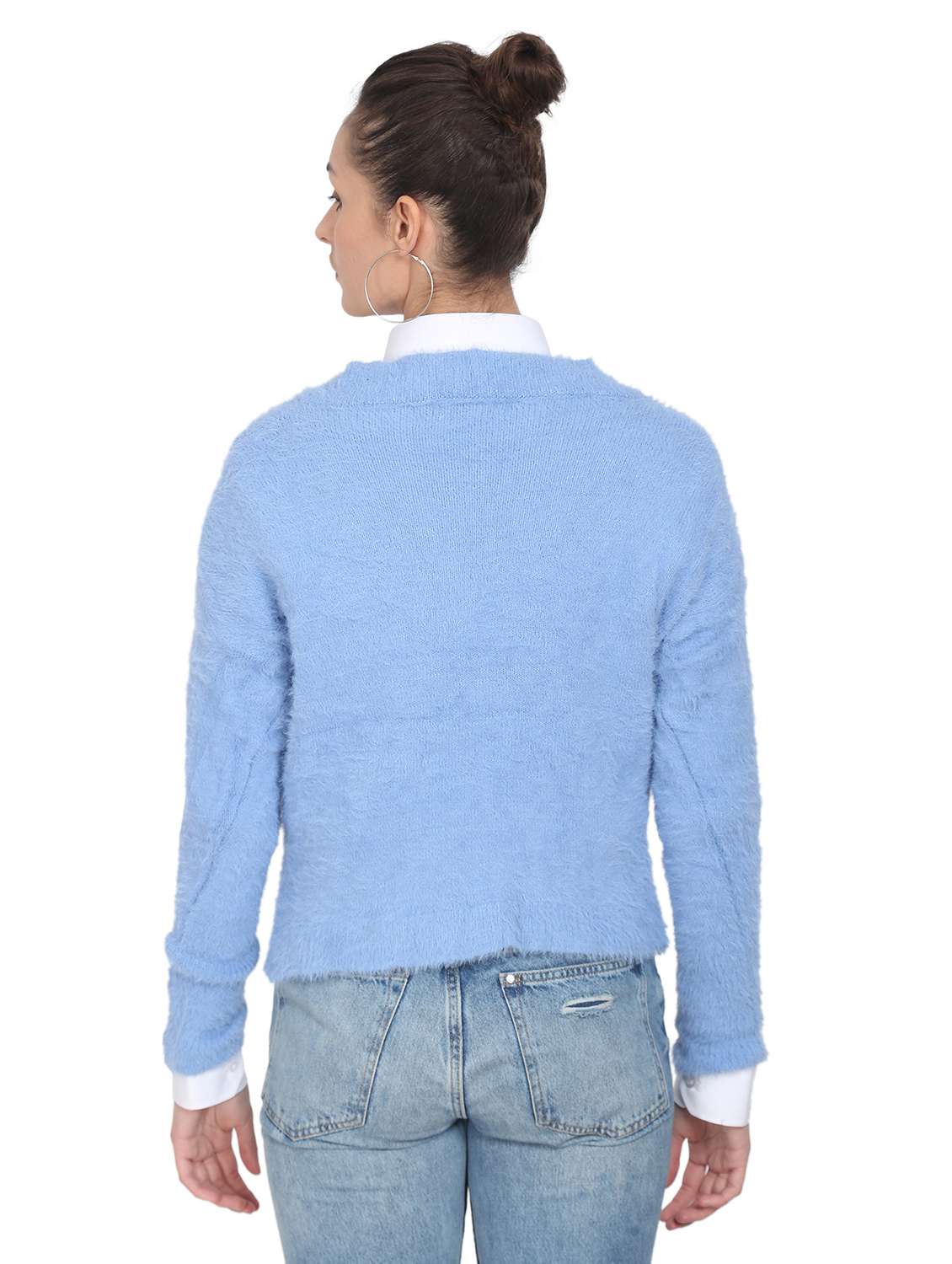 v-neck solid pullover - 18246486 - Standard Image - 2