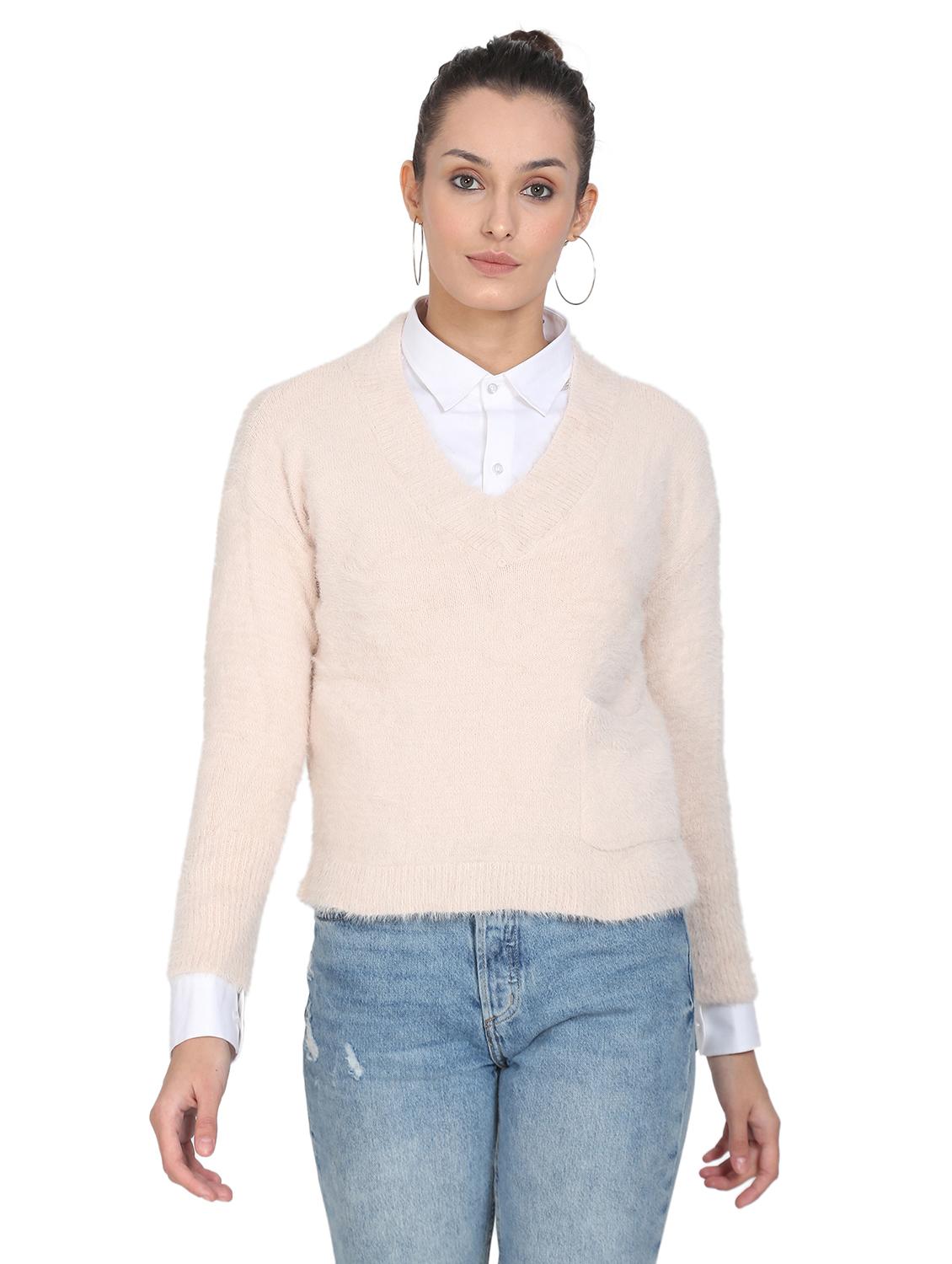v-neck solid pullover - 18246487 - Zoom Image - 0