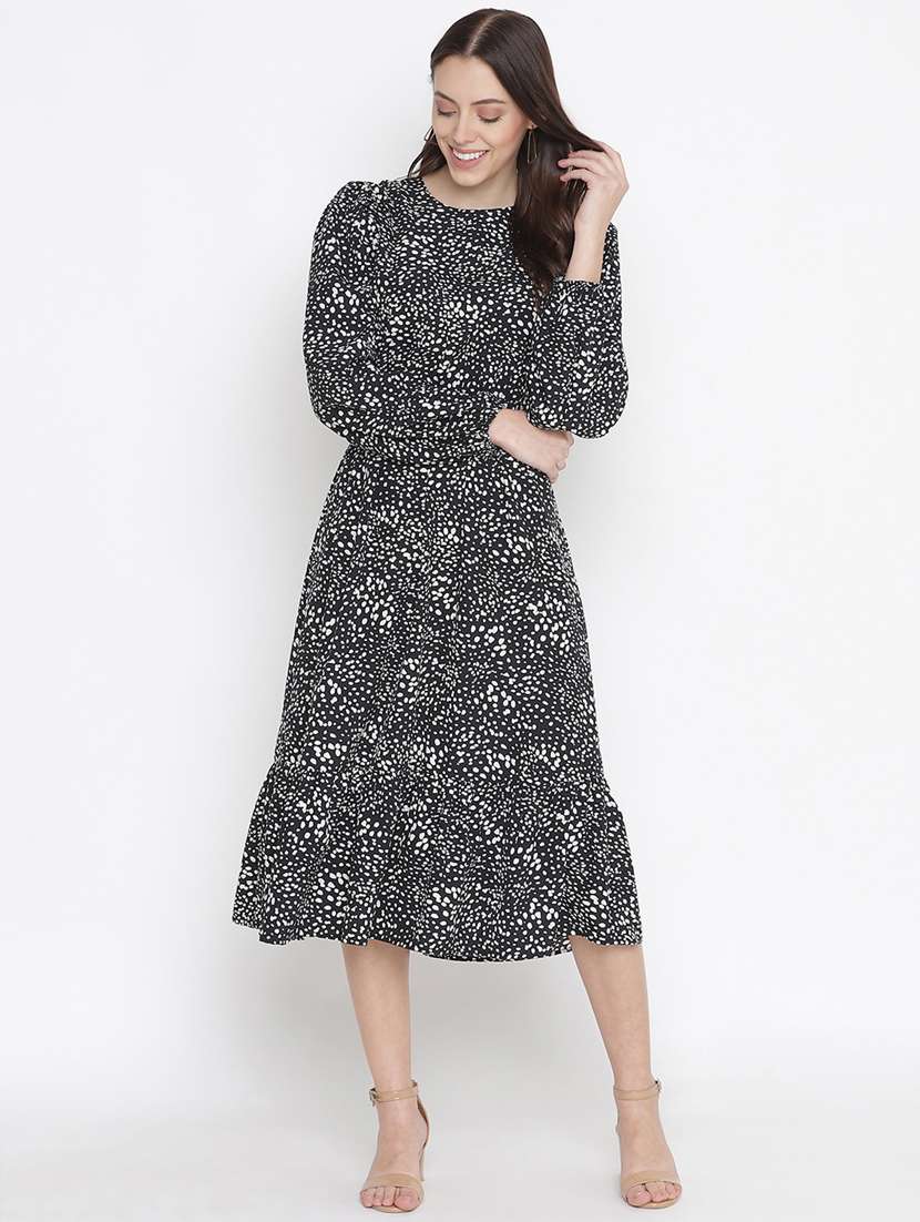 women's tiered dress micro print dress - 18246526 -  Standard Image - 2