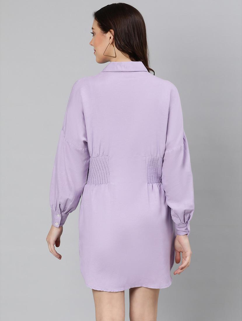 long sleeved solid shirt dress - 18246529 - Standard Image - 2
