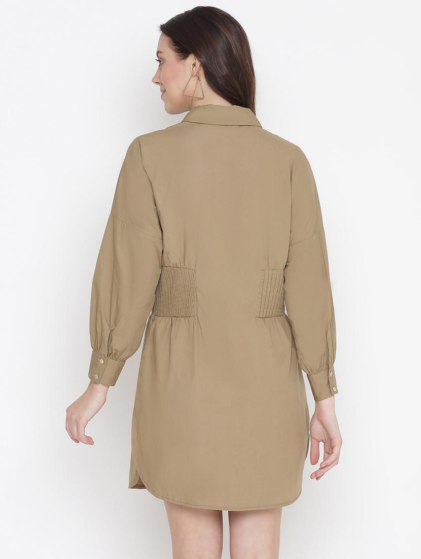 long sleeved solid shirt dress - 18246530 - Standard Image - 2