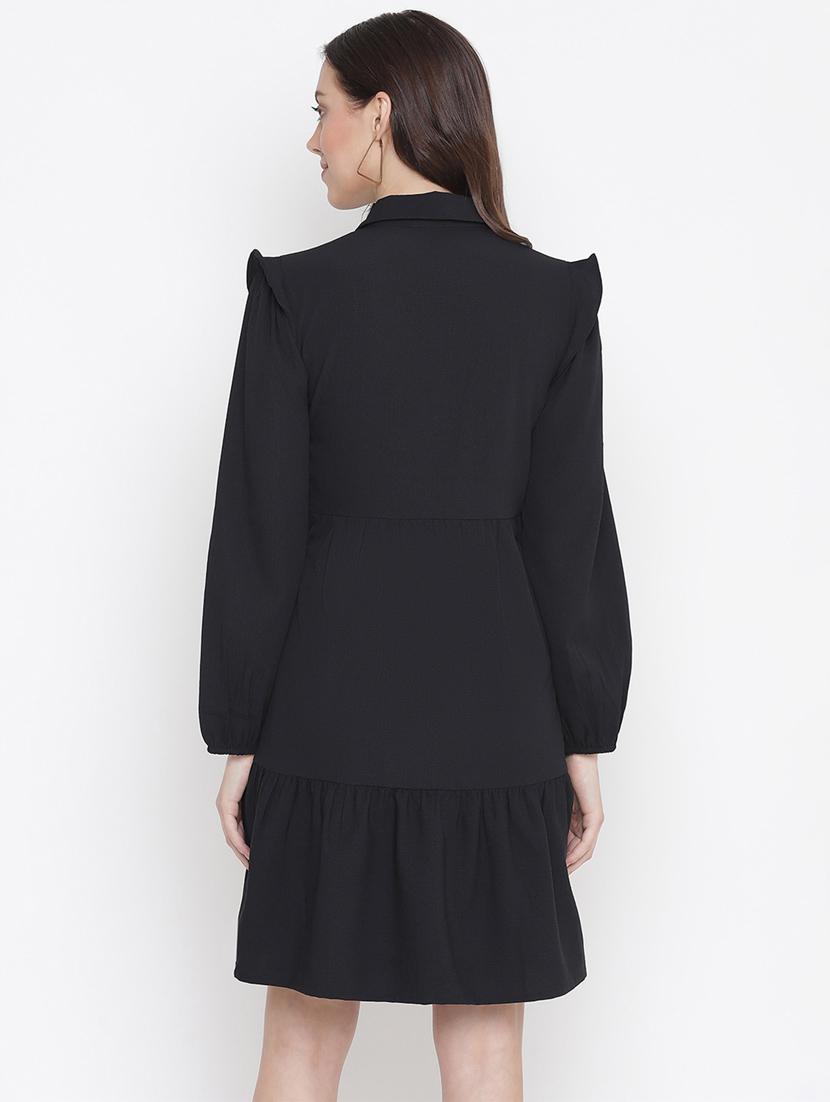 long sleeved solid shirt dress - 18246532 - Standard Image - 2