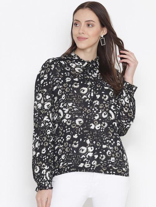 women's straight tie-up neck top - 18246561 - Standard Image - 0