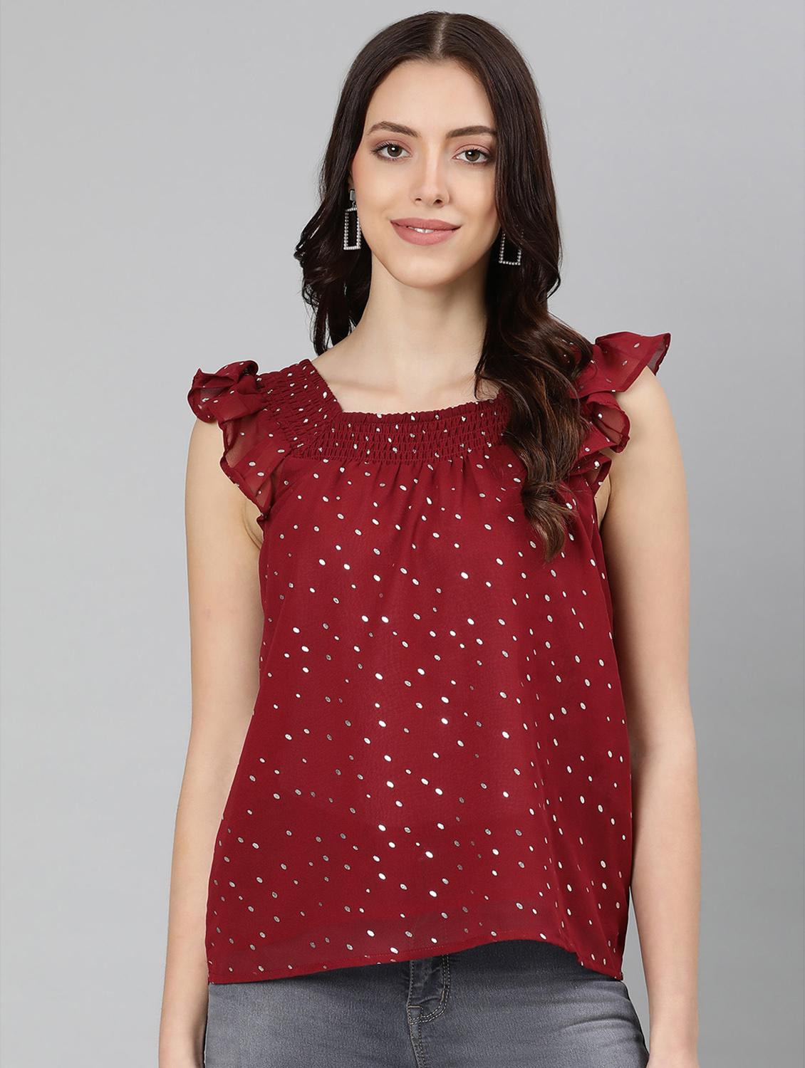 women's ruffle square neck top - 18246564 - Zoom Image - 0