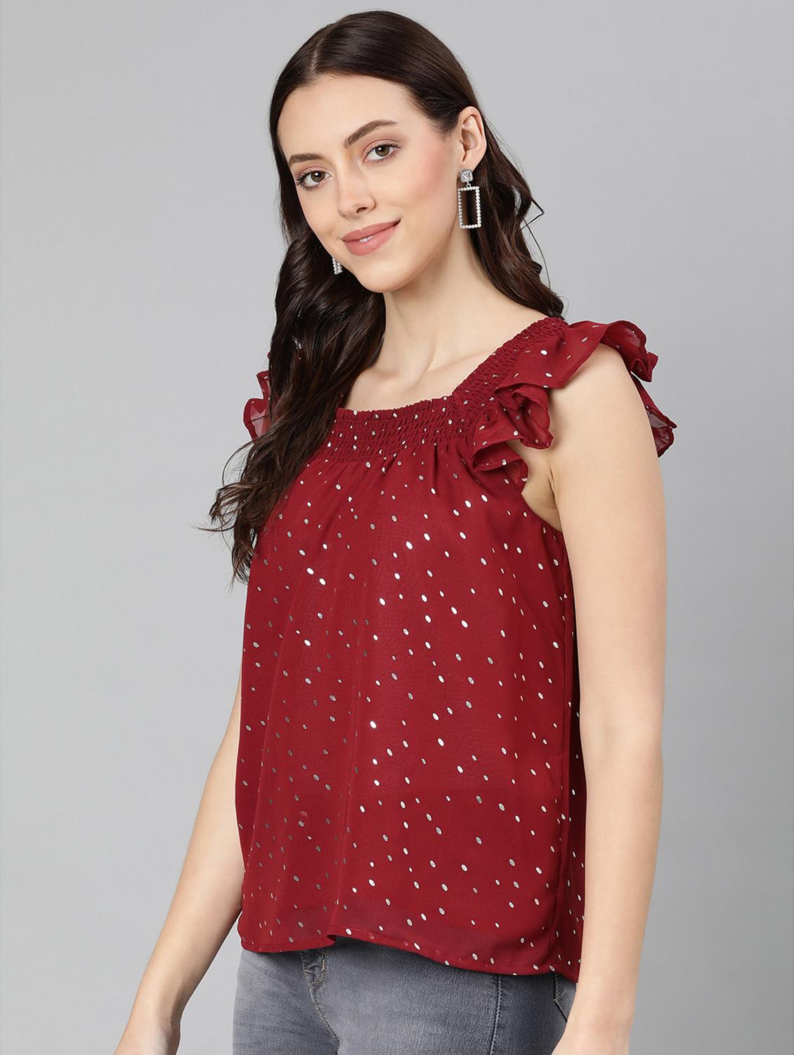 women's ruffle square neck top - 18246564 - Standard Image - 2