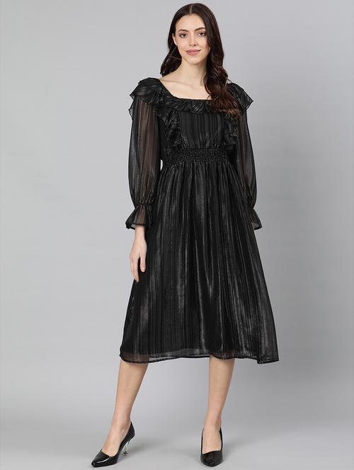 black striped a-line dress - 18246593 -  Standard Image - 0