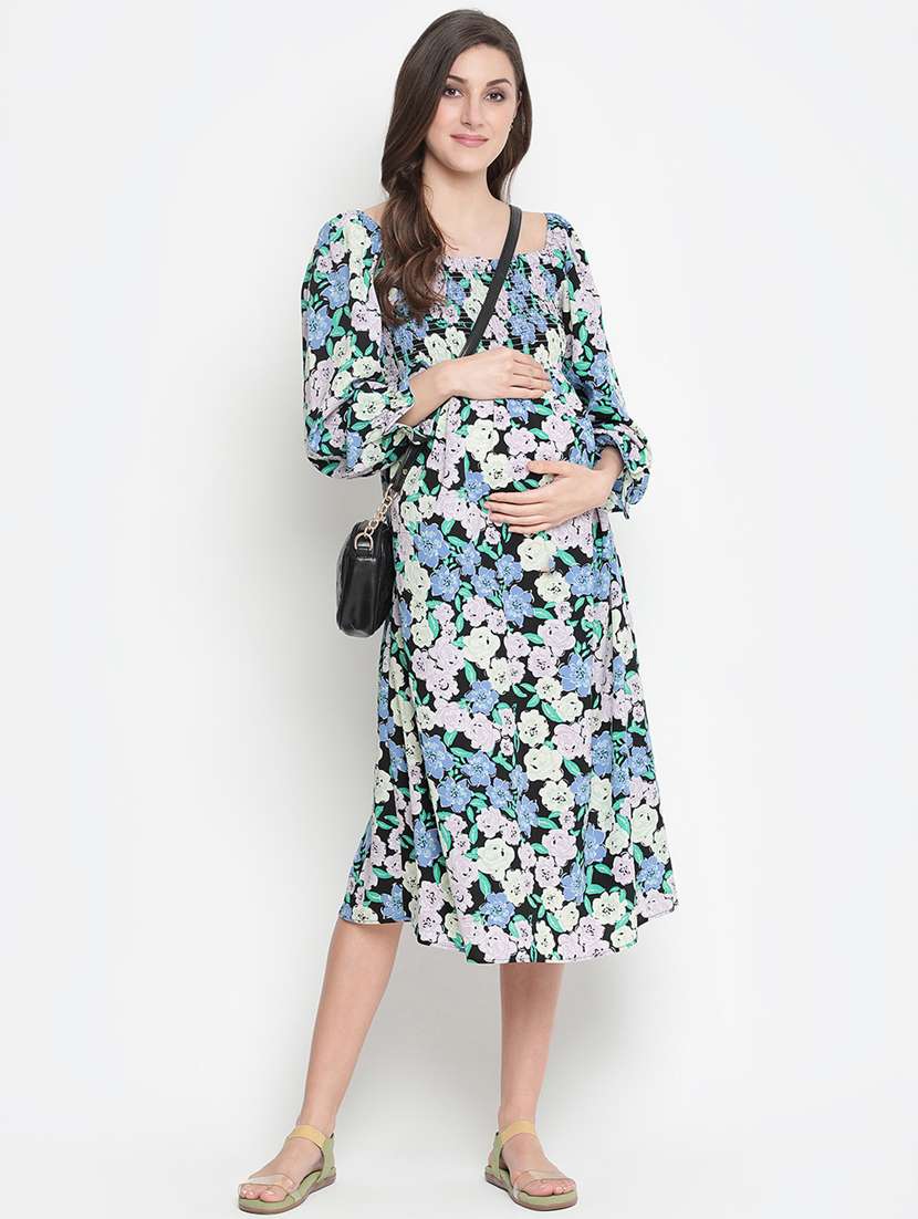 multi colored floral maternity maxi dress