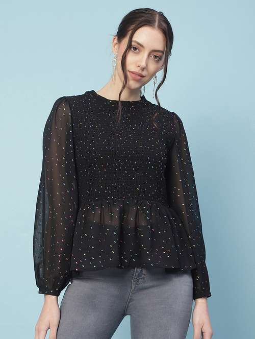 women's peplum crew neck top - 18246602 -  Standard Image - 0