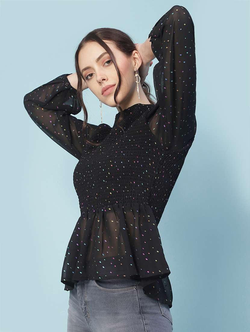 women's peplum crew neck top - 18246602 -  Standard Image - 2