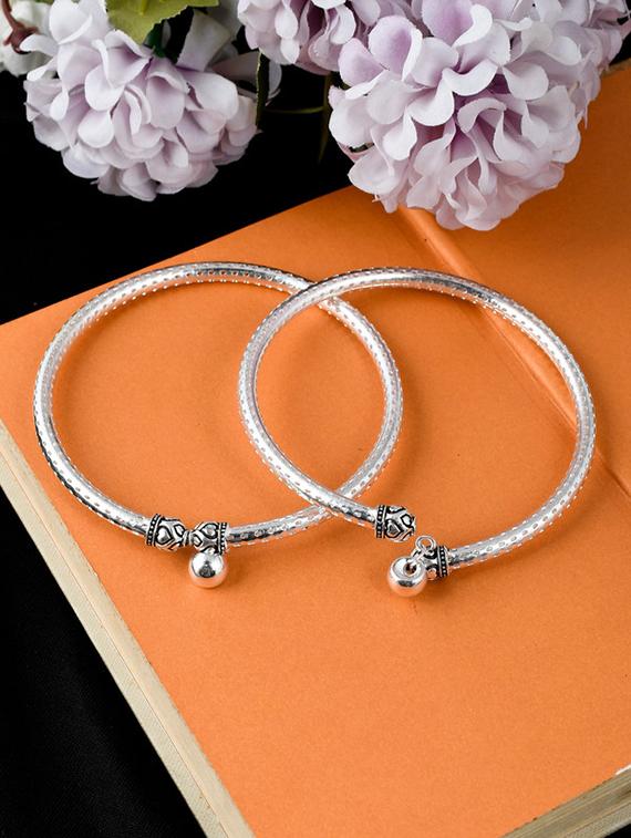 tamanna silver plated kada anklets - 18247454 - Zoom Image - 0