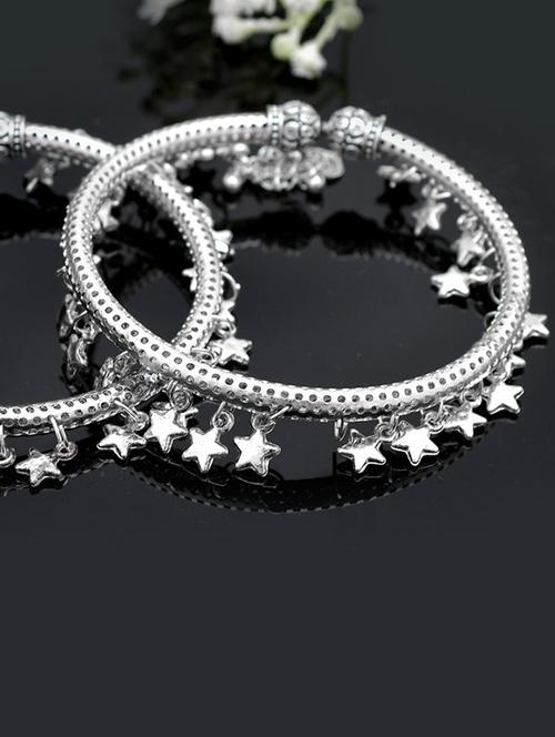star charm silver plated kada anklet - 18247457 - Standard Image - 0