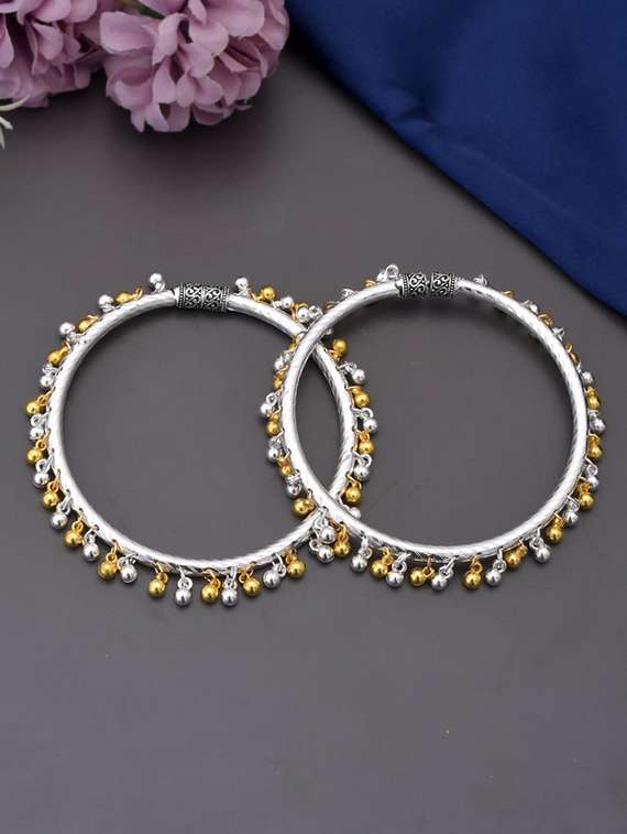 silver brass anklets and payal