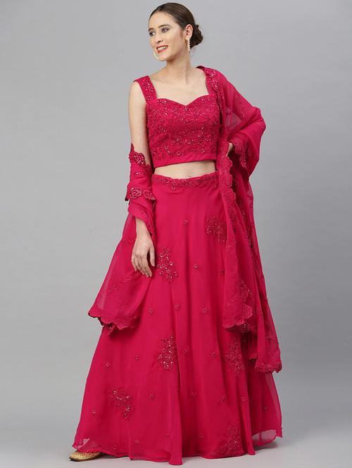 pink georgette flared lehenga - 18247895 -  Standard Image - 0