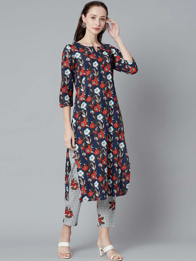 multi colored cotton kurta pant set - 18248267 - Standard Image - 2