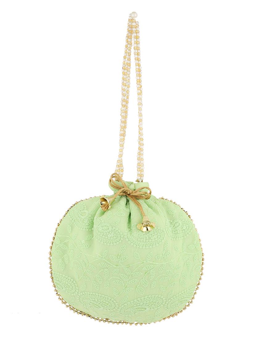 green polyester ethnic potli - 18248289 - Zoom Image - 0
