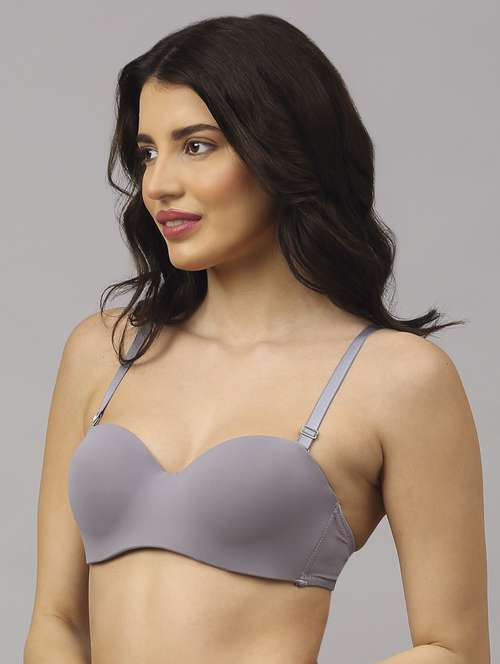 grey solid balconette bra - 18248323 - Standard Image - 0