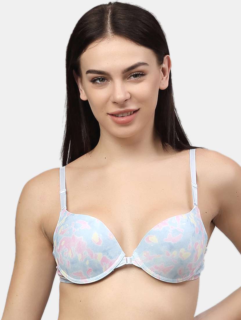 light blue printed push up bra