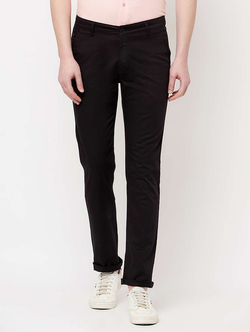 black solid casual trouser