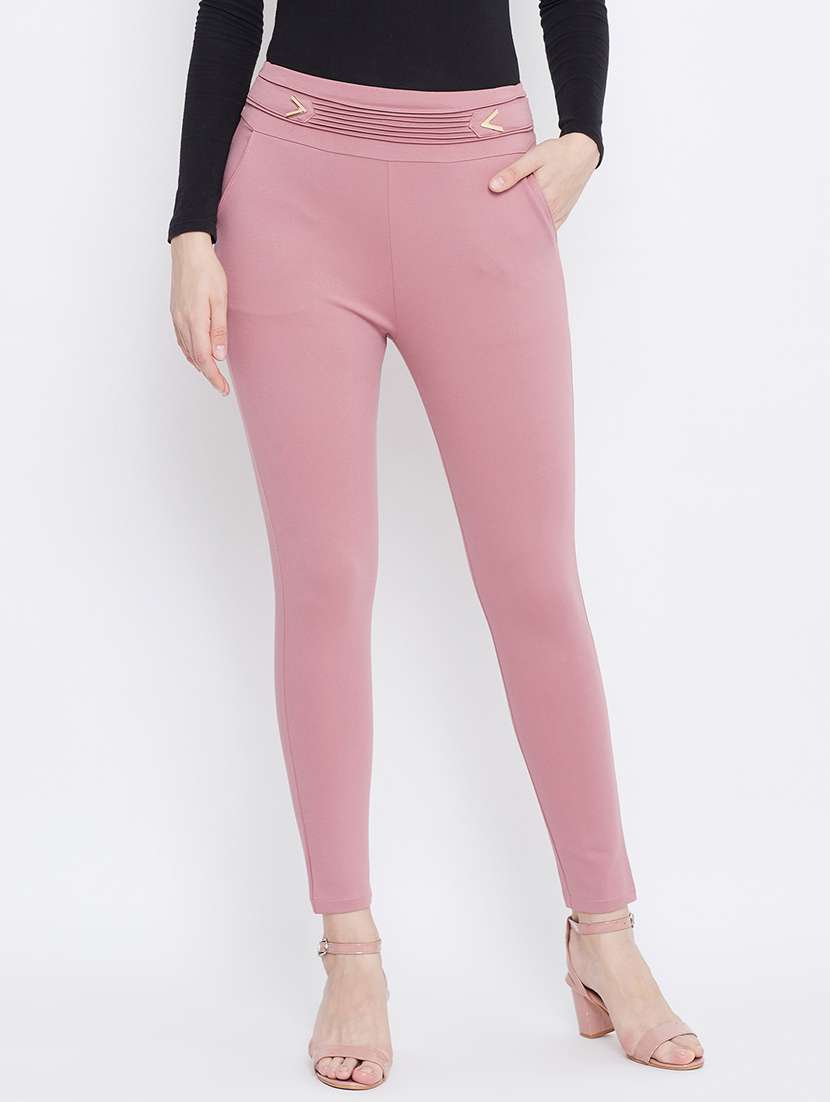 solid mid rise ankle length jegging