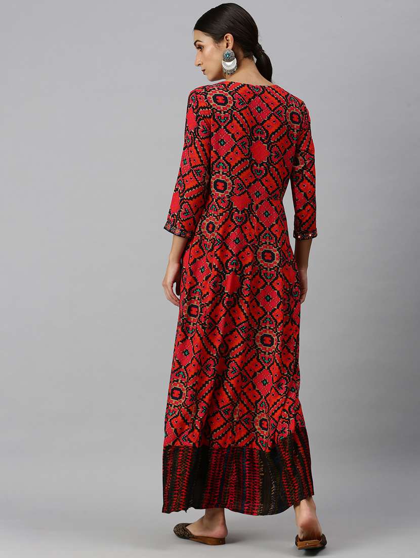 multi colored cotton blend anarkali kurta - 18249248 -  Standard Image - 2