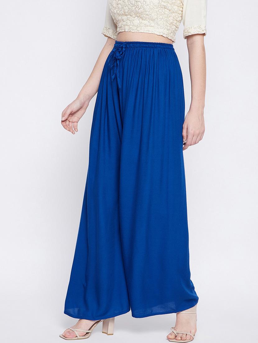 solid rayon flared palazzo - 18249325 - Standard Image - 2