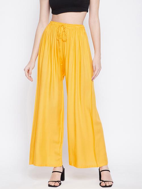 solid rayon flared palazzo - 18249327 -  Standard Image - 0