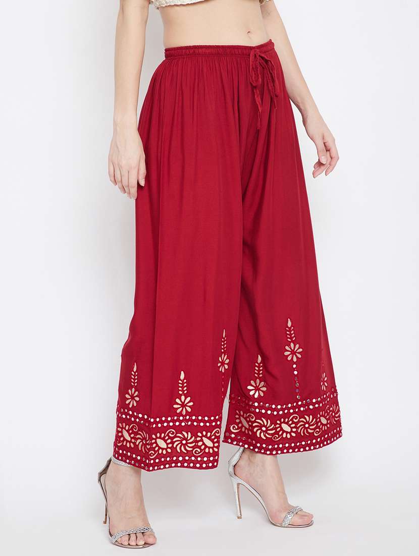 red rayon palazzos - 18249364 -  Standard Image - 2