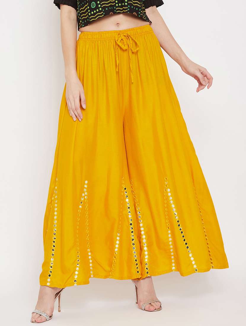 yellow rayon palazzos