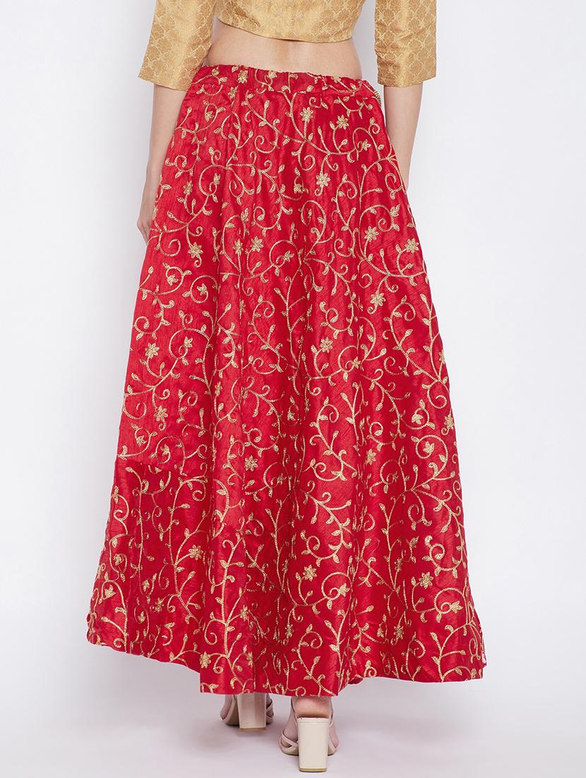 red silk blend flared skirt - 18249471 - Standard Image - 2