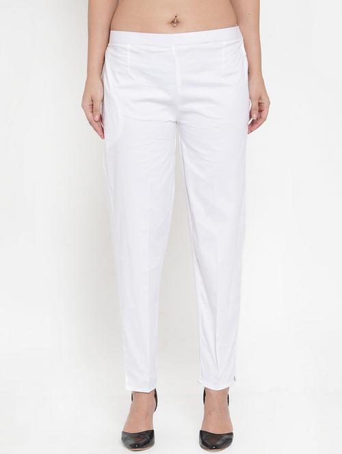 white solid cigarette pants trouser - 18249513 - Standard Image - 0