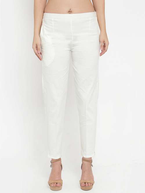 white solid flat front trouser - 18249514 -  Standard Image - 0