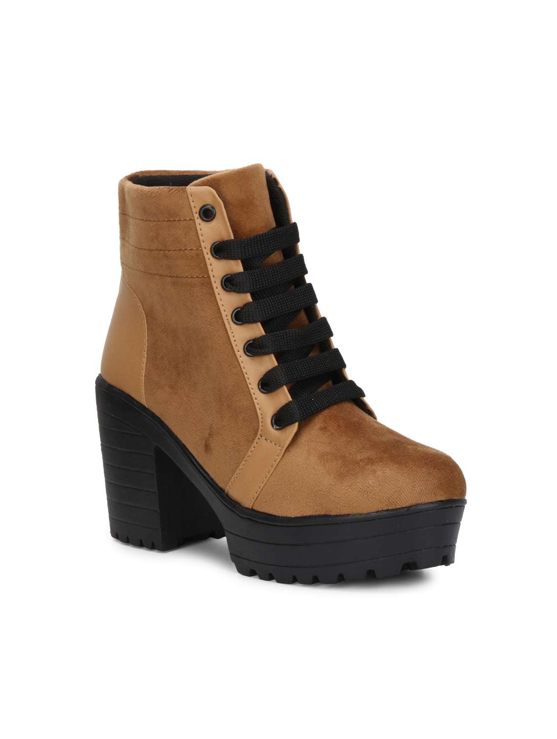 women tan lace up ankle boots