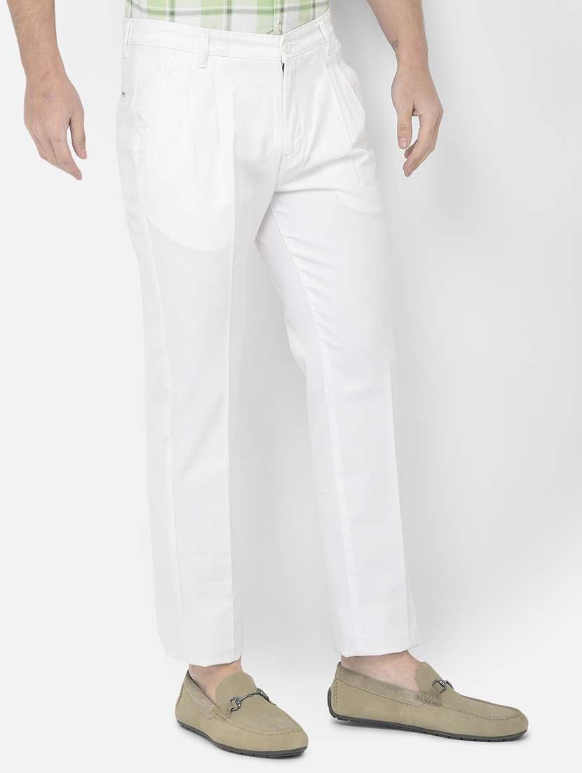 white solid chinos casual trouser - 18250583 - Standard Image - 2