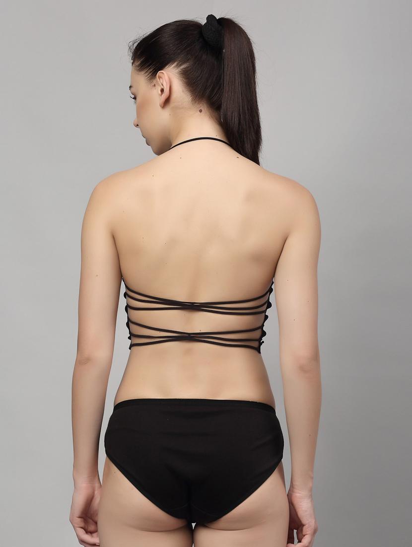 black solid bras and panty set - 18251250 - Standard Image - 2