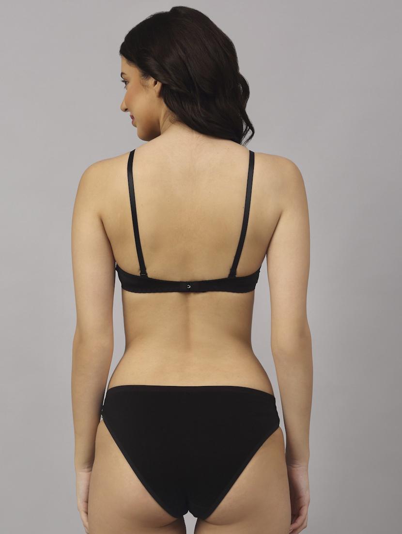 black polyester bras and panty set - 18251316 - Standard Image - 2