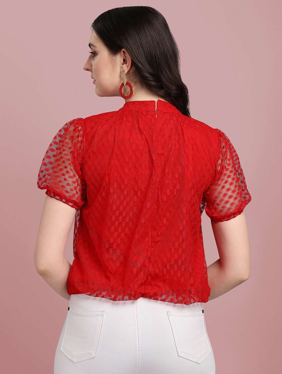 round neck self design  top - 18252076 -  Standard Image - 2