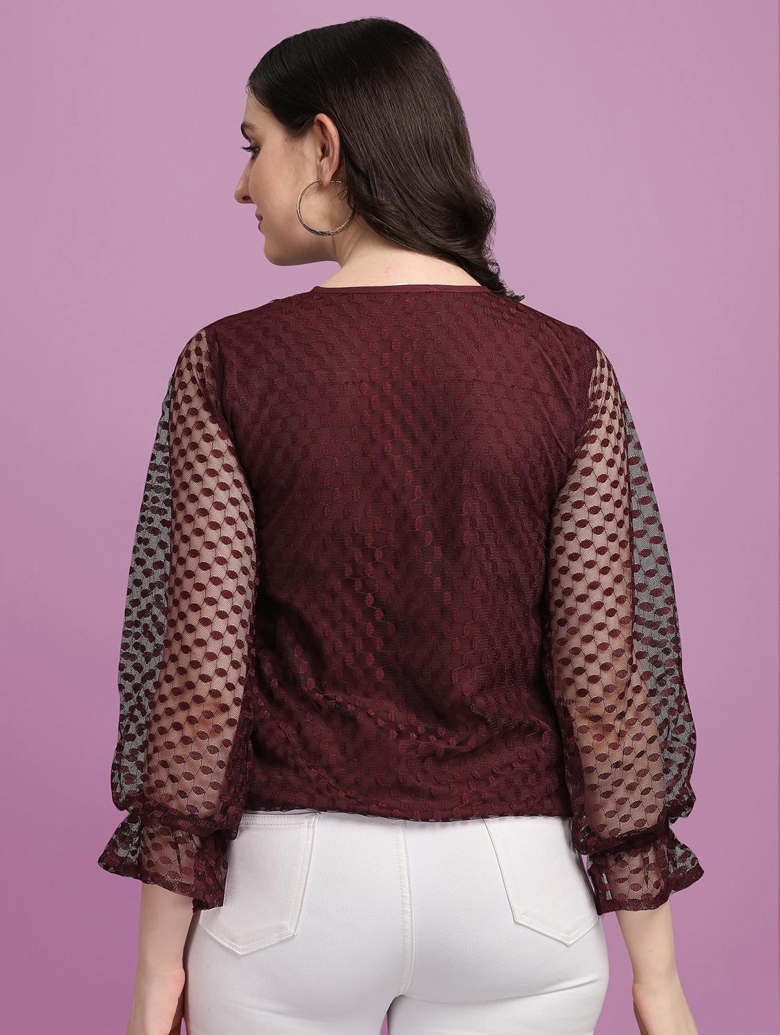 tie up neck self design top - 18252091 - Standard Image - 2