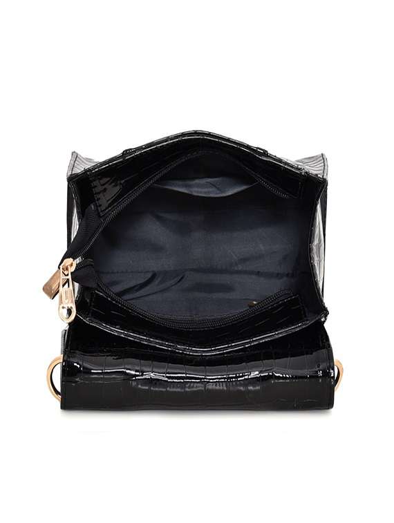 black textured messenger sling bag - 18252902 - Standard Image - 2