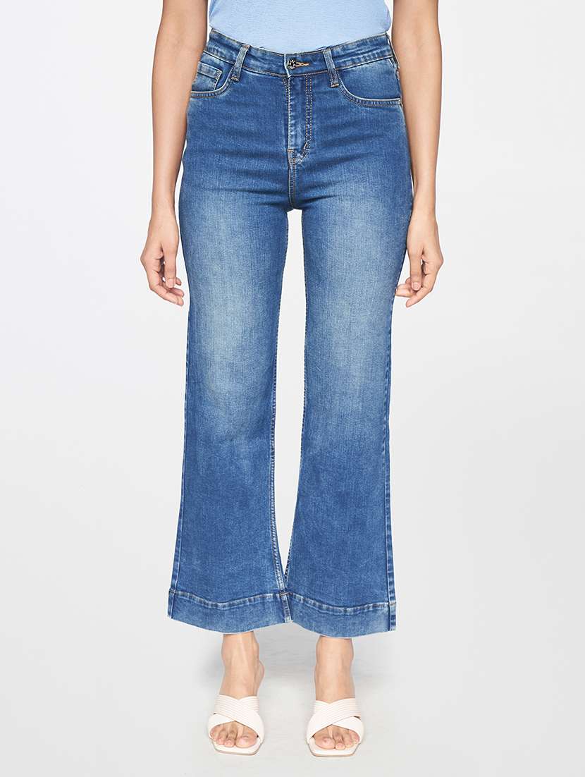 mid rise solid bootcut jean