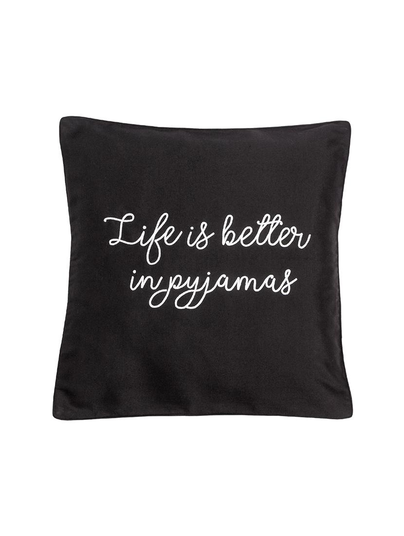 black embroidered cushion - 18253134 -  Zoom Image - 0