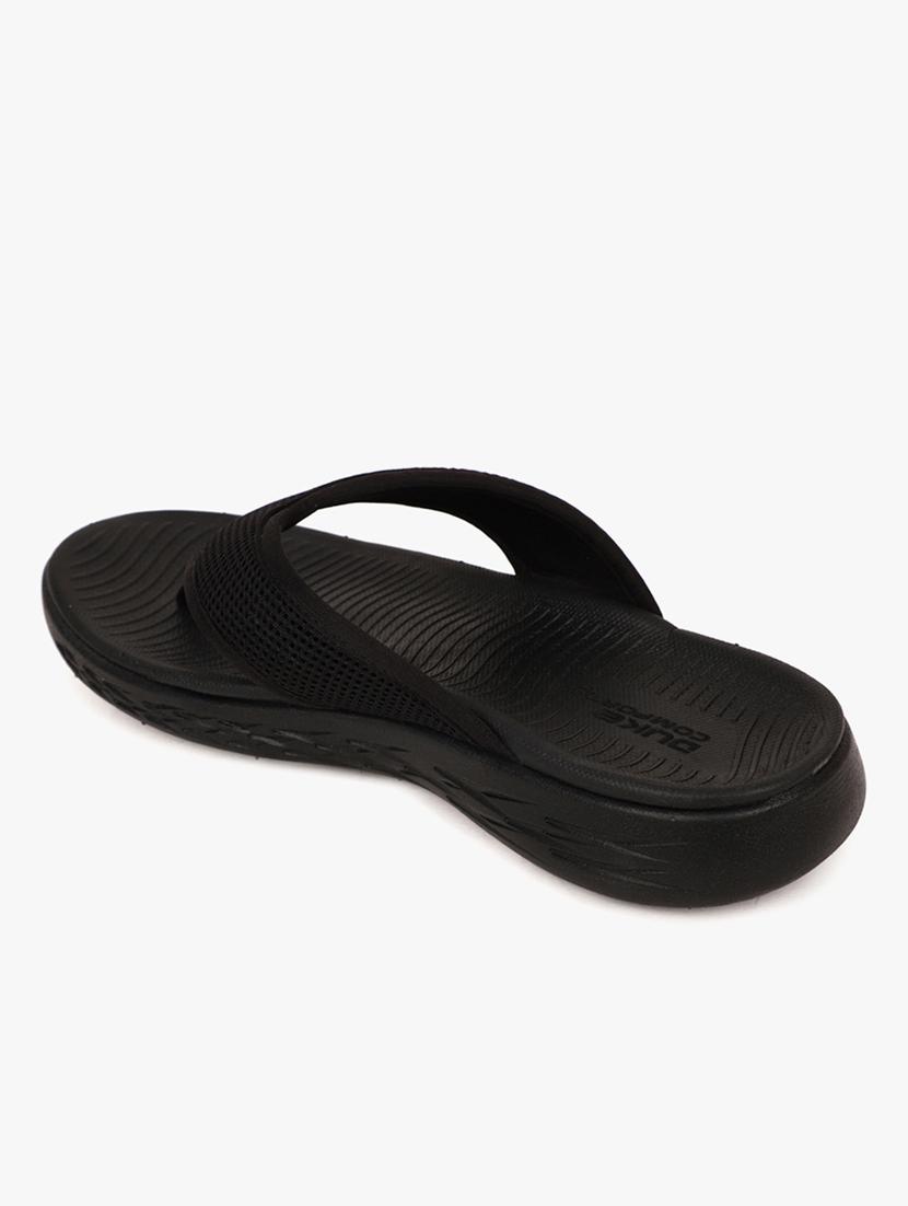 black mesh slip on flip flops - 18253175 - Standard Image - 2
