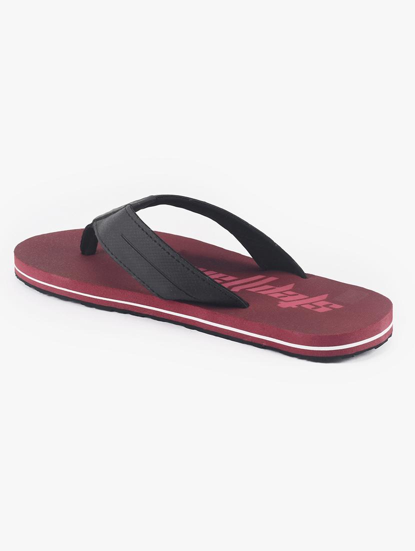 maroon synthetic & mesh slip on flip flops - 18253190 - Standard Image - 2
