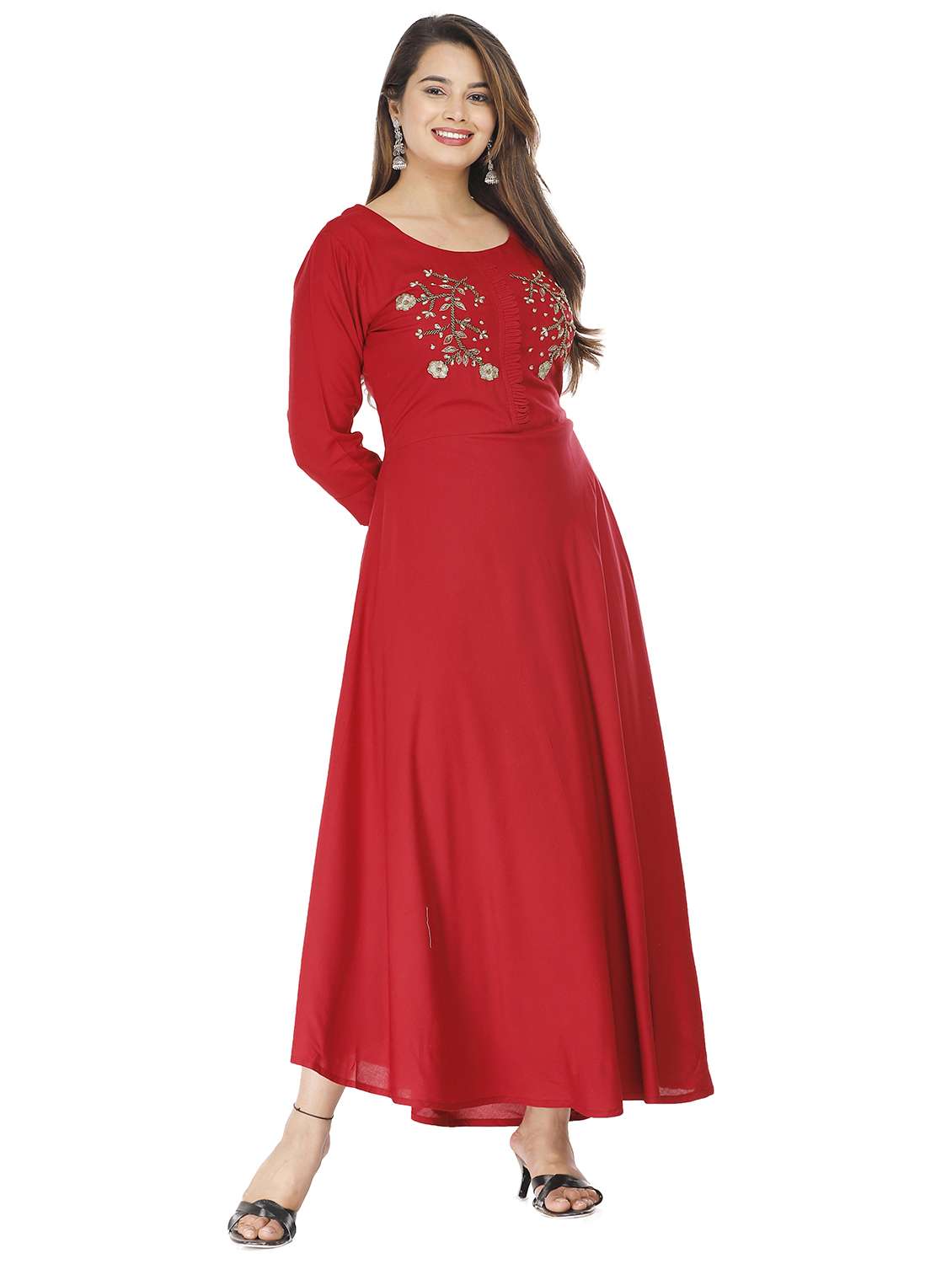 embellished detail flared ethnic dress