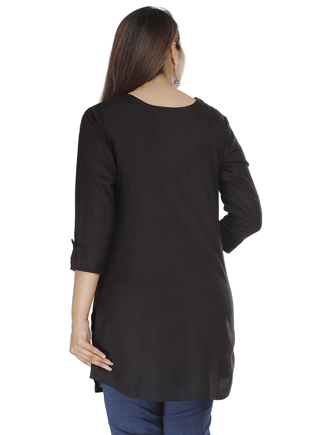 round neck solid tunic - 18254136 -  Standard Image - 2