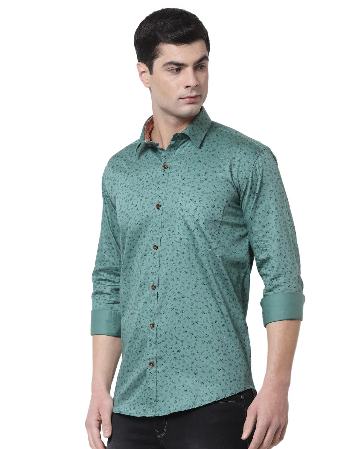 teal printed casual shirt - 18254285 - Standard Image - 2